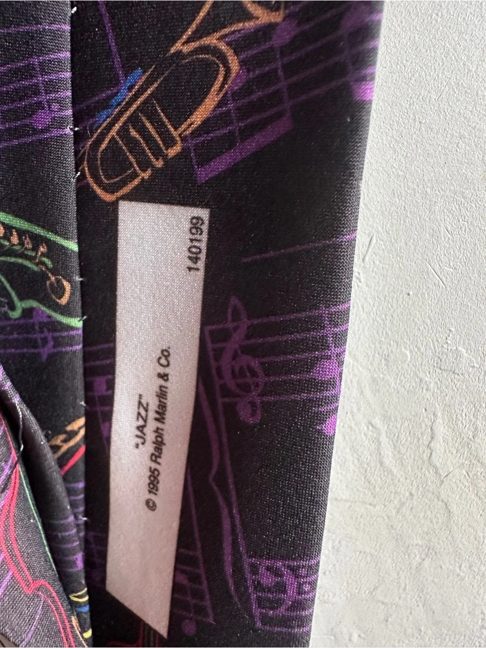 Vintage Ralph‎ Marlin Jazz Instrument Necktie Music Notes Novelty Tie 1995
